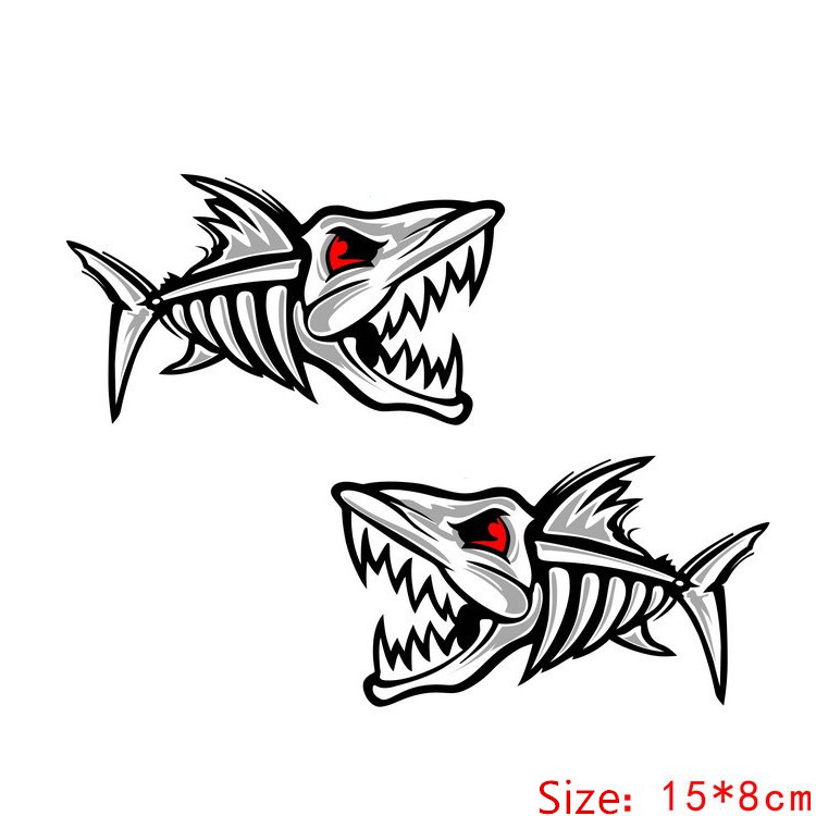 Bộ 2 Miếng Dán Hình Bộ Xương Cá