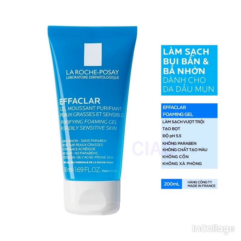 Sữa Rửa Mặt La Roche-Posay Effaclar Foaming Gel 50ml | Shopee Việt Nam