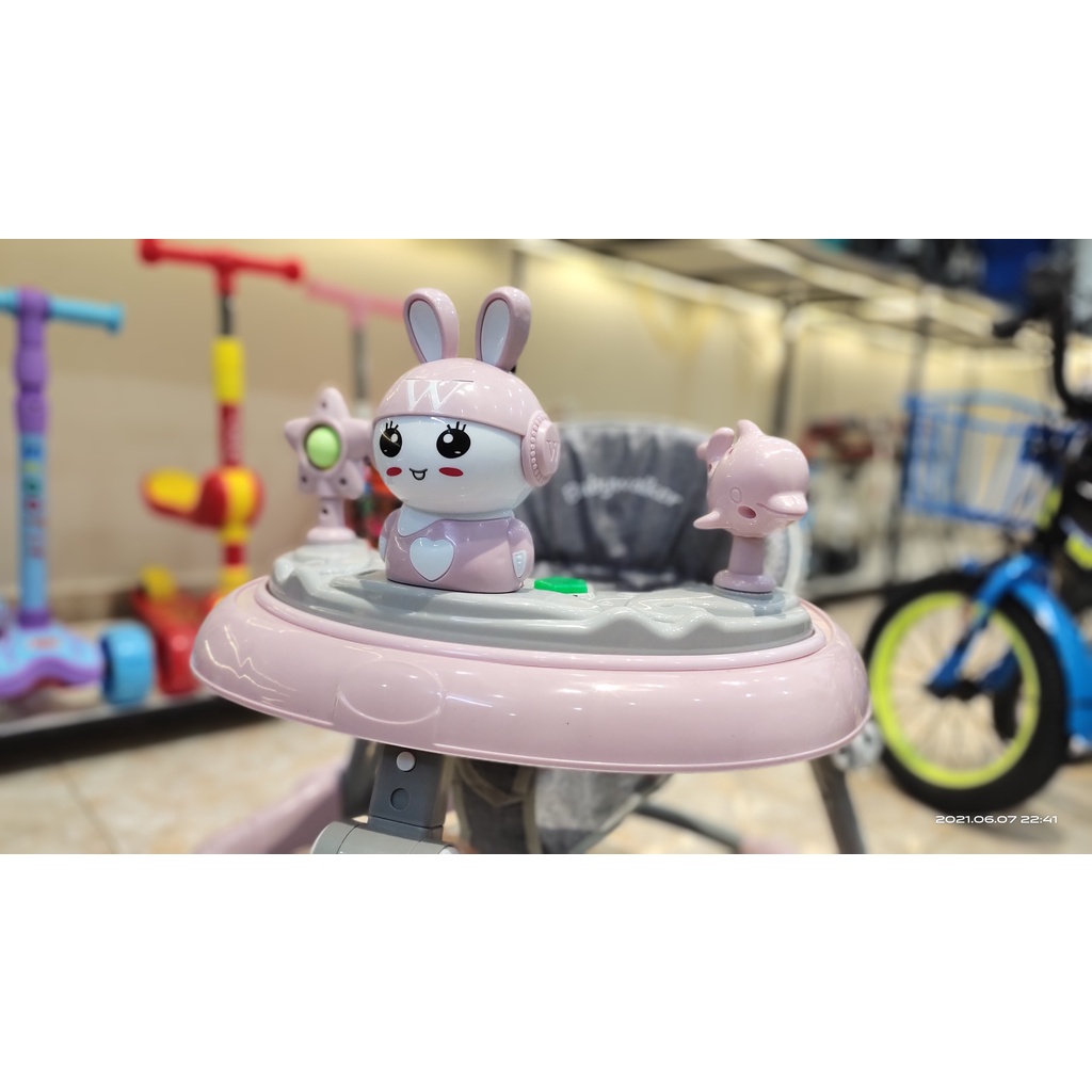 SIÊU PHẨM XE TRÒN TẬP ĐI 2IN1 BABY WALKER 619M CÓ BÁNH XE XOAY 360 ĐỘ KÈM NHẠC VUI NHỘN.