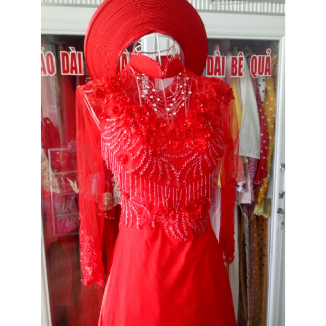 Áo dài dâu CAO CẤP  ảnh thật shop tự chụp khách yên tâm về chất lượng