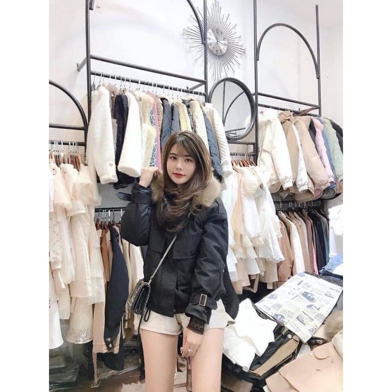 ÁO PHAO LÔNG TÚI HỘP RÚT DÂY