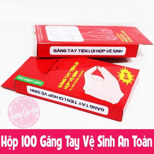 (HANG HOT) Hộp 100 Găng Tay Vệ Sinh An Toàn, Găng Tay Nilon - Hàng VN