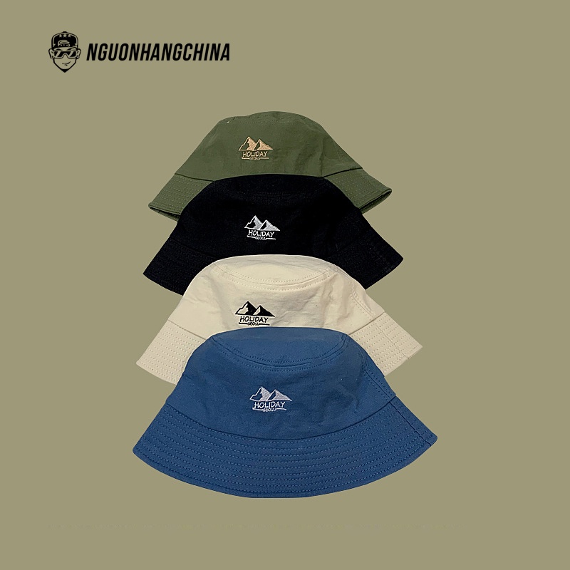 Mũ Bucket in thêu nhiều màu sắc phong cách Hàn Quốc