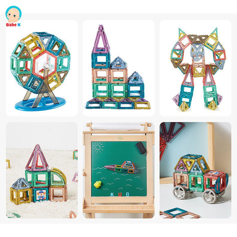 Đồ chơi cho bé, bộ xếp hình nam châm Magnetic Blocks - Kub Shop Babe K