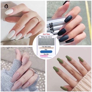 [ TẶNG 4 PHỤ KIỆN ]SET BỘ 24 MÓNG TAY GIẢ DÁNG DÀI TRƠN NHÁM