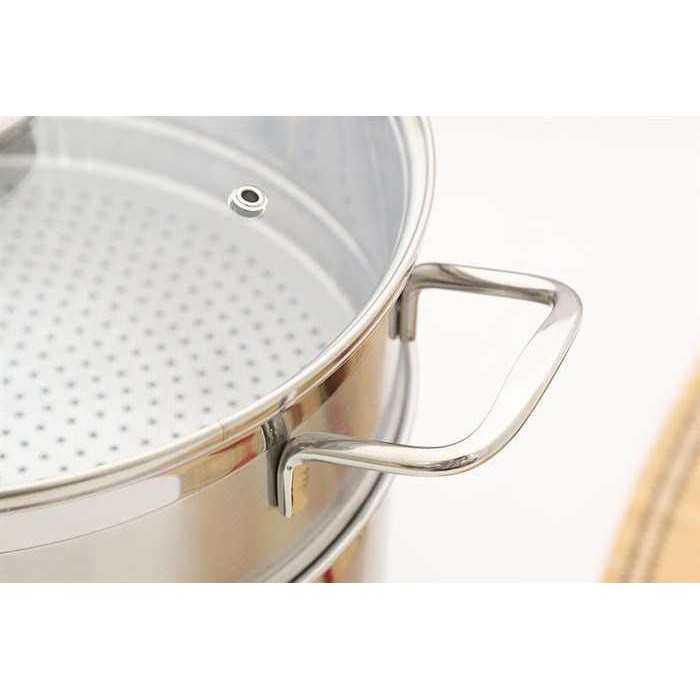 NỒI HẤP INOX 2 TẦNG FIVESTR 28CM VUNG KÍNH DÙNG ĐƯỢC BẾP TỪ - 28CMH