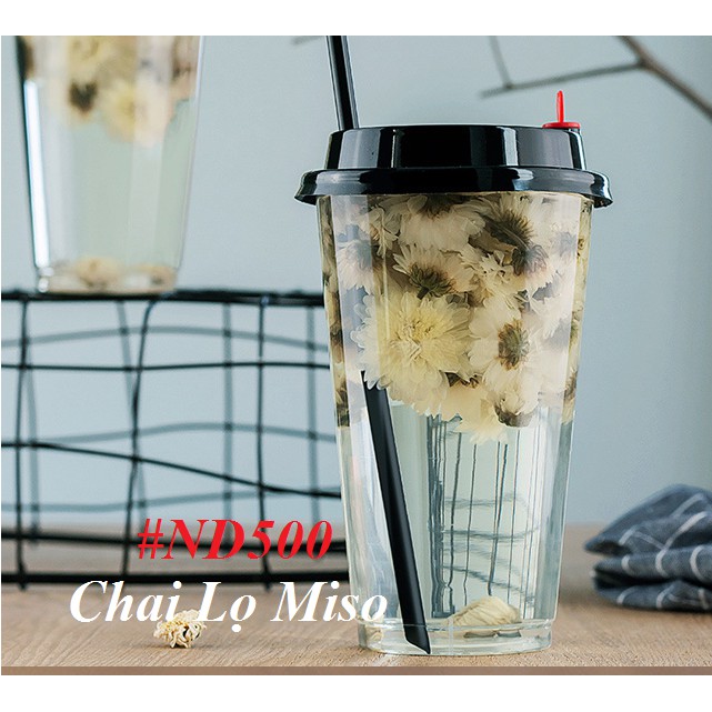 25 cốc nhựa dày đựng trà sữa nắp Tim 500ml / 700ml