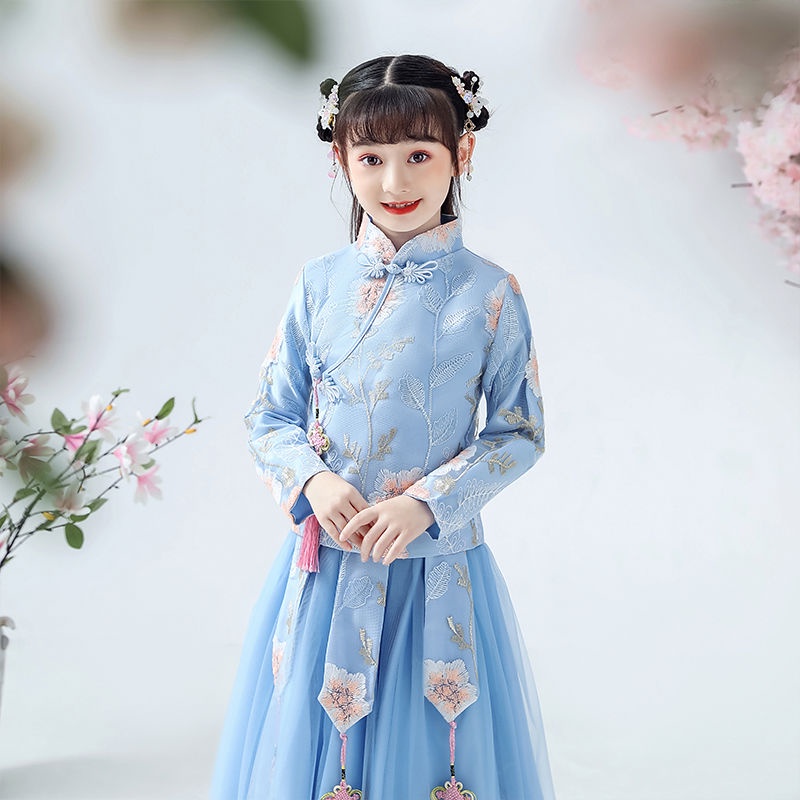Bộ hán phục phong cách trung hoa xinh xắn cho bé gái 12 tuổi