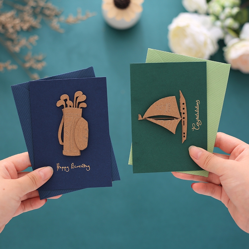 Thiệp chúc mừng sinh nhật bằng giấy kraft 3D kiểu phong bì