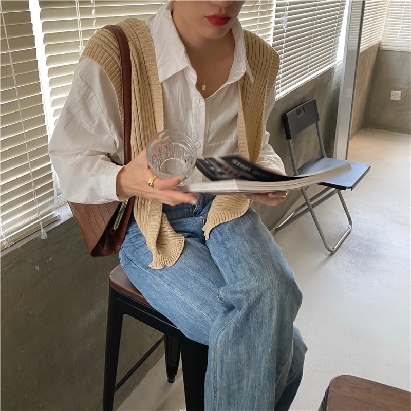 Bộ Áo Sơ Mi Dài Tay Dáng Rộng + Khăn Choàng Kẻ Sọc 37643