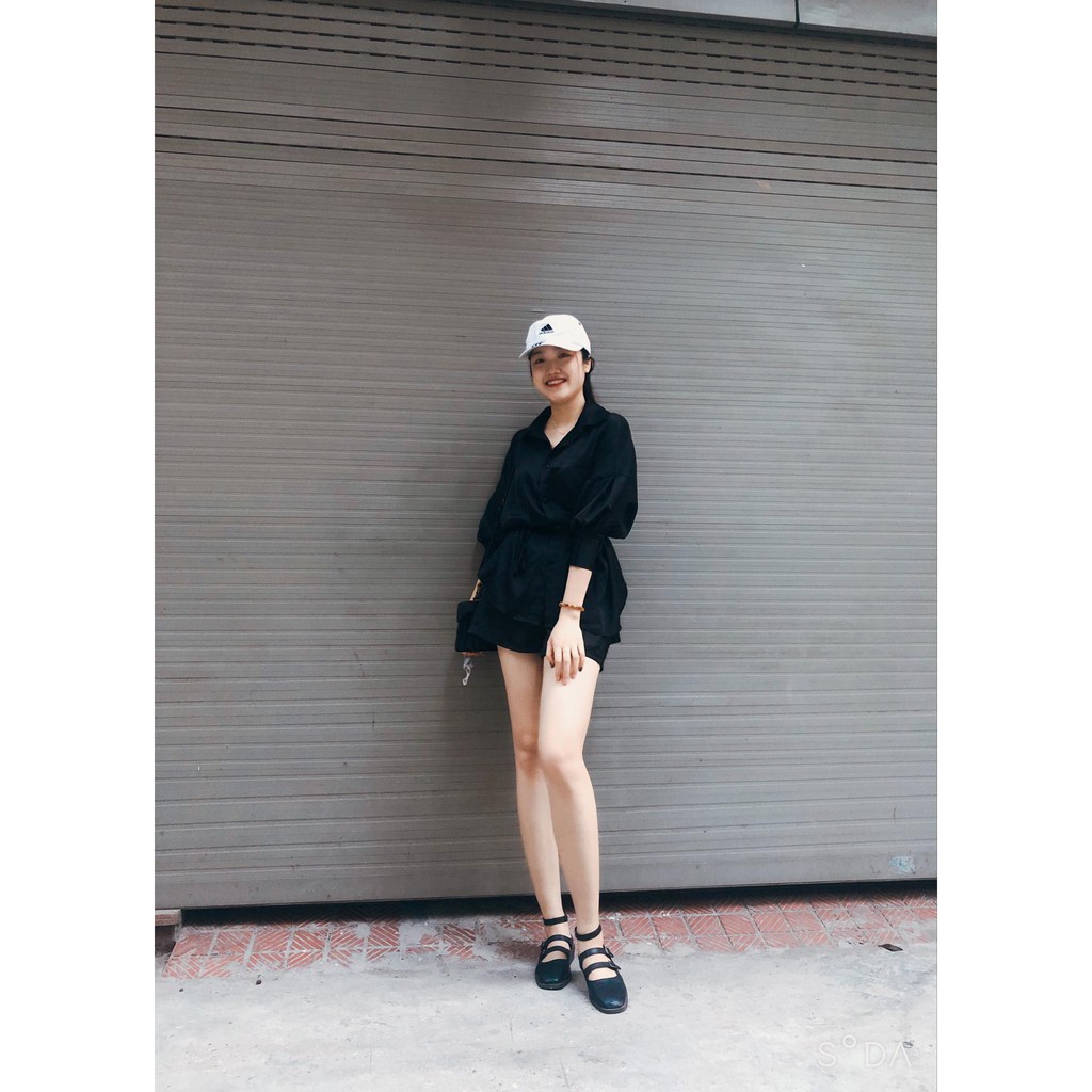 Set sơ mi + quần oversize kèm đai điều chỉnh eo cực sang mã S005