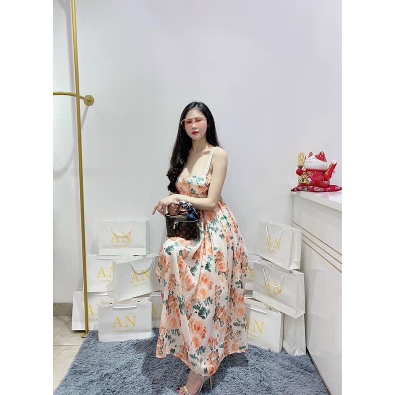 Váy maxi tơ hoa cao cấp | BigBuy360 - bigbuy360.vn