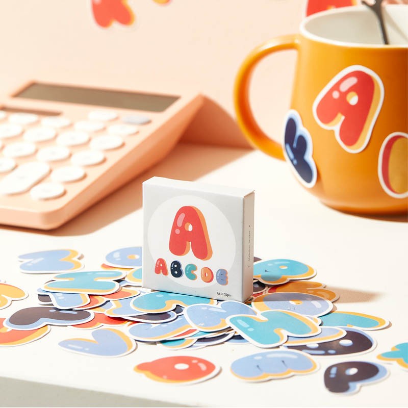 Bộ 50/52 miếng sticker IMOON hình chữ số và chữ cái dễ thương nhiều màu sắc