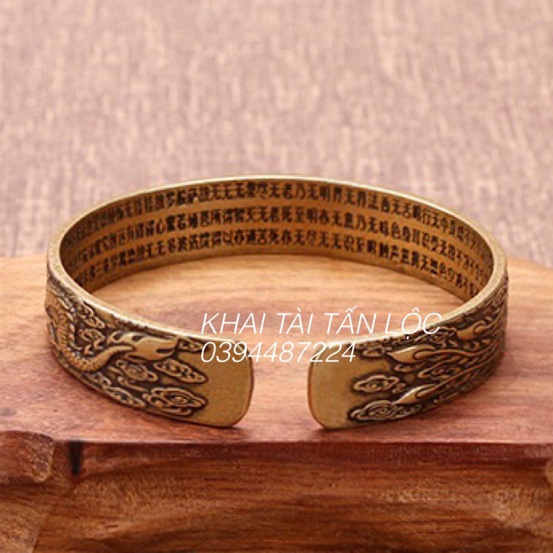 Vòng tay long phụng trình tường khắc tâm kinh bằng đồng
