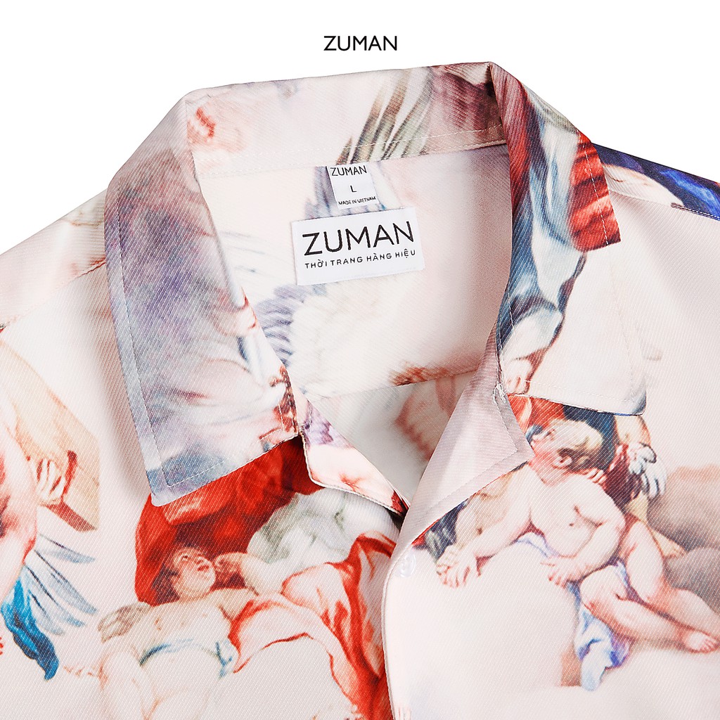 Áo sơ mi nam họa tiết thiên thần JUSTICE ANGEL ASM207 ZUMAN  Fulltag, Chuẩn cao cấp, lụa vân chéo 100% | BigBuy360 - bigbuy360.vn