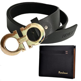 ( COMBO thắt lưng - ví da ) Dây lưng 2 chữ a kèm tặng ví da cao cấp