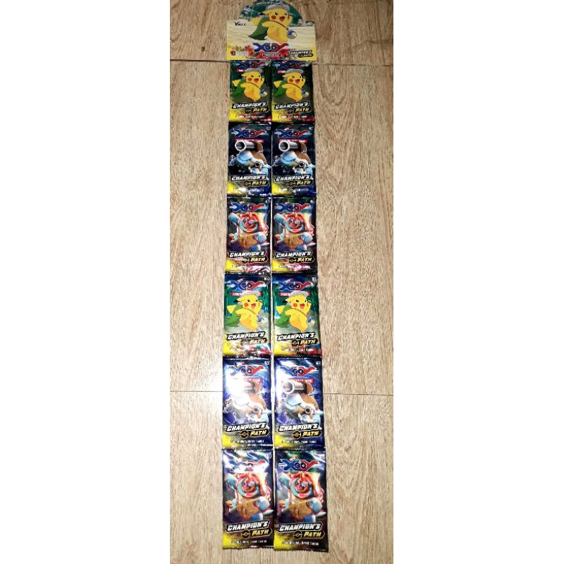 sét 12 pack có 96 thẻ bài Pokemonn_Champion Path VMax bằng giấy bóng cứng óng ánh tiếng Anh