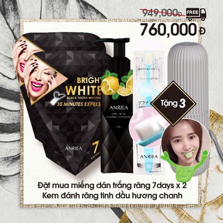 COMBO 14 NGÀY DÁN TRẲNG RĂNG ANRIEA + KEM ĐÁNH RĂNG CHANH TẶNG 1 hộp đựng bàn chải + 1 bàn chải + 1 smile maker