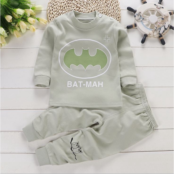 Quần áo thu đông bé trai Đồ thu đông bộ ngủ cotton cho bé trai Bộ quần áo thun dài tay Bat Man 7 - 27kg Me Yeu Con