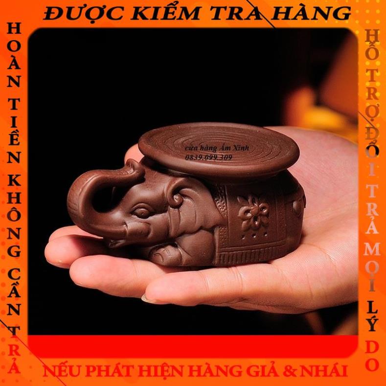 Đôn voi mini cõng ấm trà , chén, chậu bonsai pduchau
