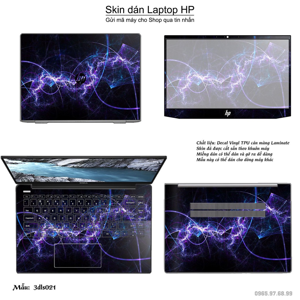 Skin dán Laptop HP in hình 3D Image (inbox mã máy cho Shop)