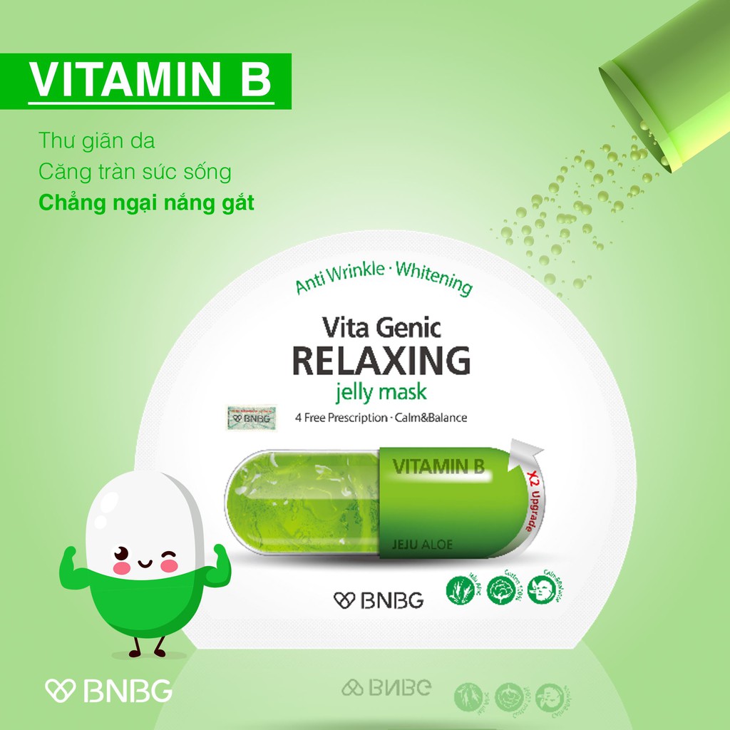 Combo 10 Mặt nạ dưỡng da giúp thư giãn và phục hồi làn da mệt mỏi BNBG Vita Genic Relaxing Jelly Mask(Vitamin B)30ml x10 | BigBuy360 - bigbuy360.vn