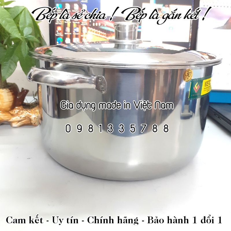 [VIETCOOK OFFICIAL] Nồi luộc gà inox 5, 10, 15, 20 lít Vietcook size 24, 26, 28, 30, 32 sử dụng trên bếp từ