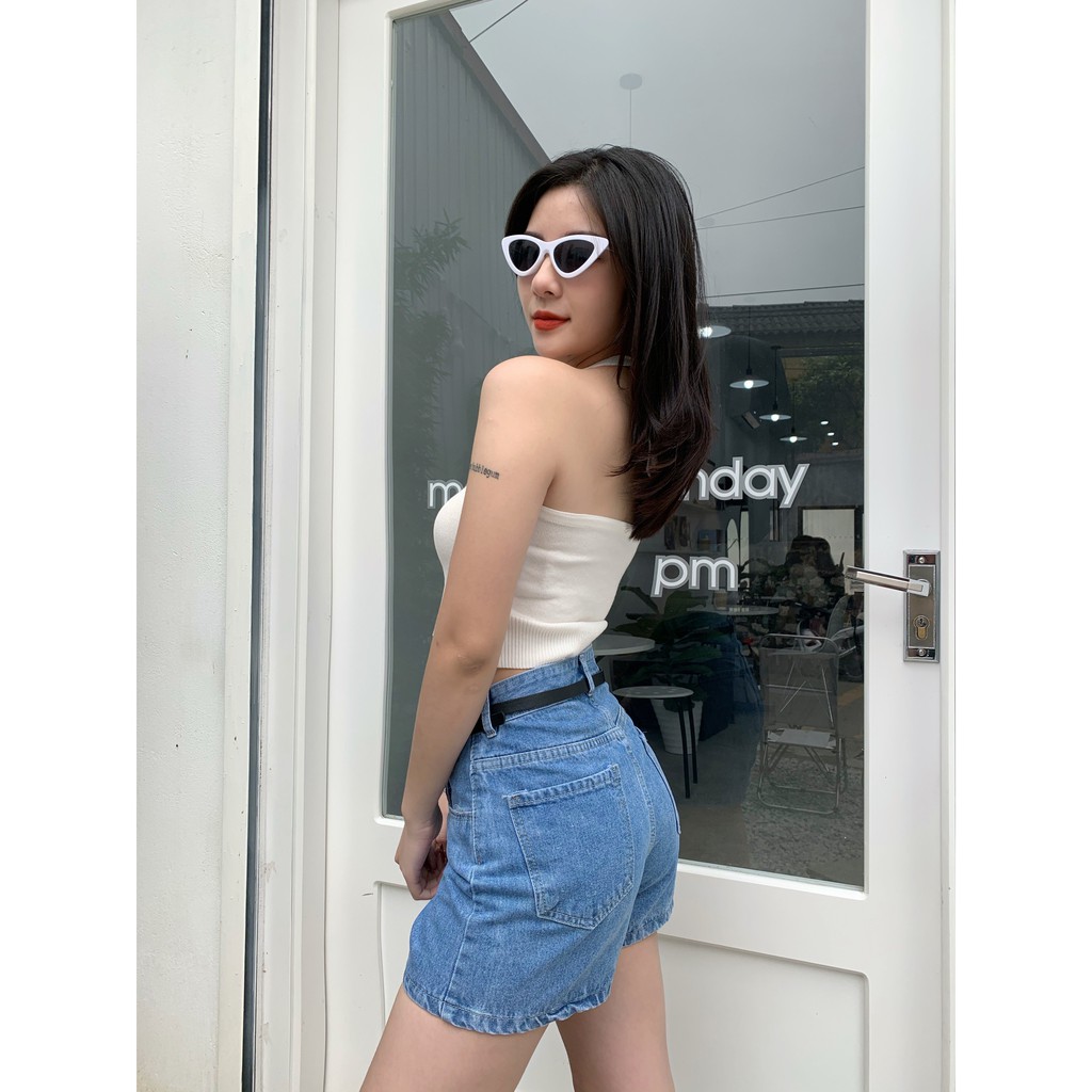 Quần đùi jean nữ thể thao, quần short bò lửng nữ cao cấp phong cách ulzzang thời trang Dyn's House-Q104 | BigBuy360 - bigbuy360.vn