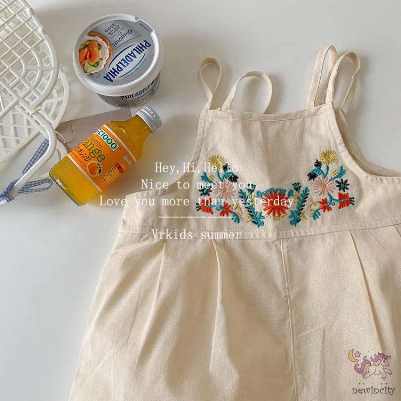 Bộ Áo Liền Quần Sát Nách Thêu Hoa Thời Trang Hàn Quốc Cho Bé Gái