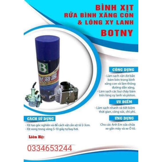 Dung dịch vệ sinh tẩy rửa họng gas bình xăng con BOTNY 450ml