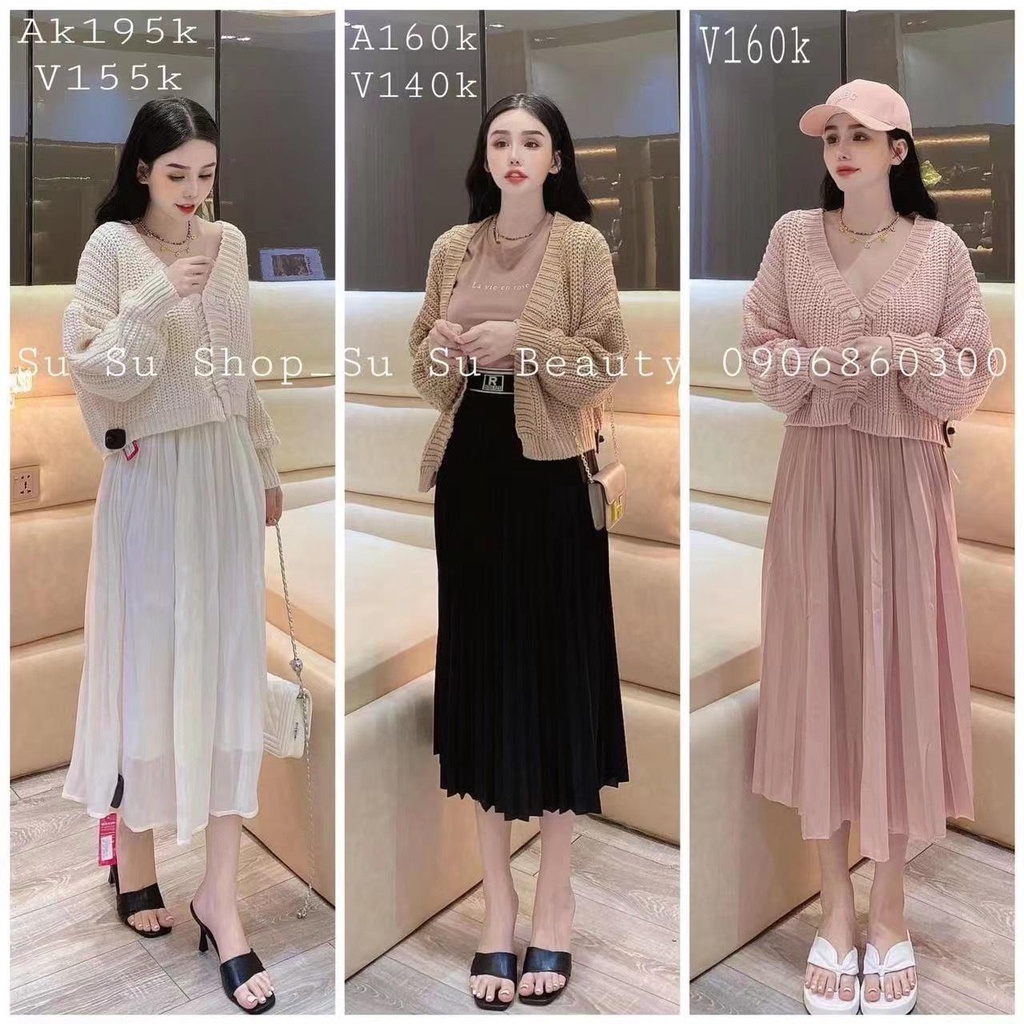 Áo khoác len đan cadigan cúc cài cho nữ