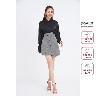 Áo sơ mi Lụa nữ 92WEAR 2 màu, đủ size, hai túi ngực ASA1686