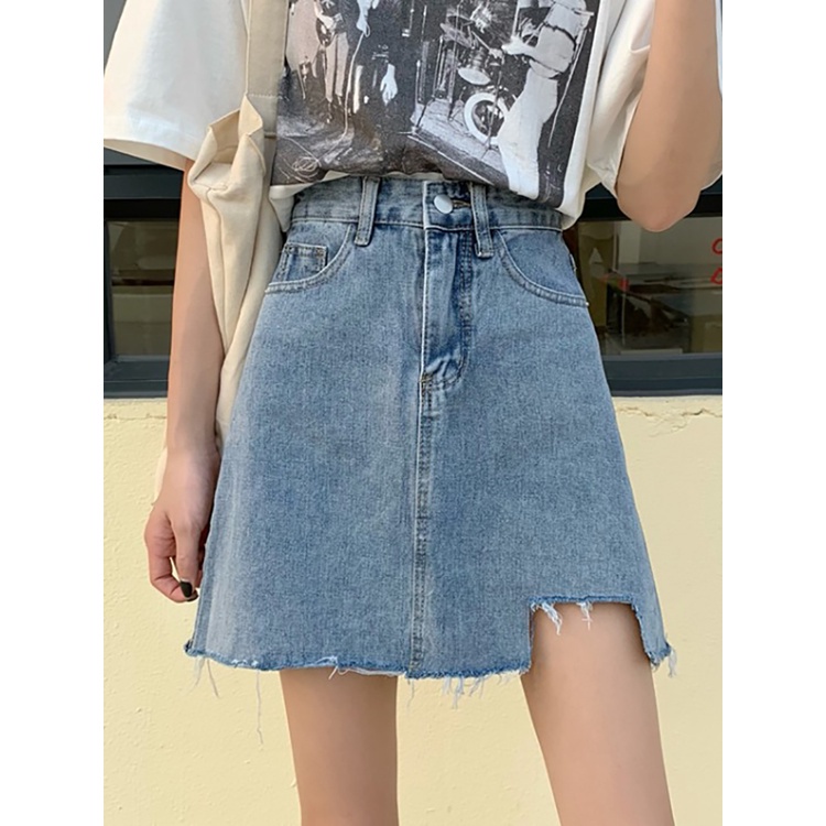 Chân váy jean SUXI dáng chữ A lưng cao phong cách cổ điển thời trang dành cho nữ