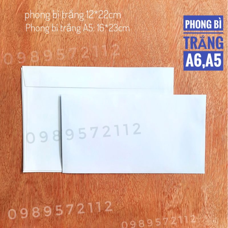 Phong bì trắng A6,A5 định lượng 100gsm
