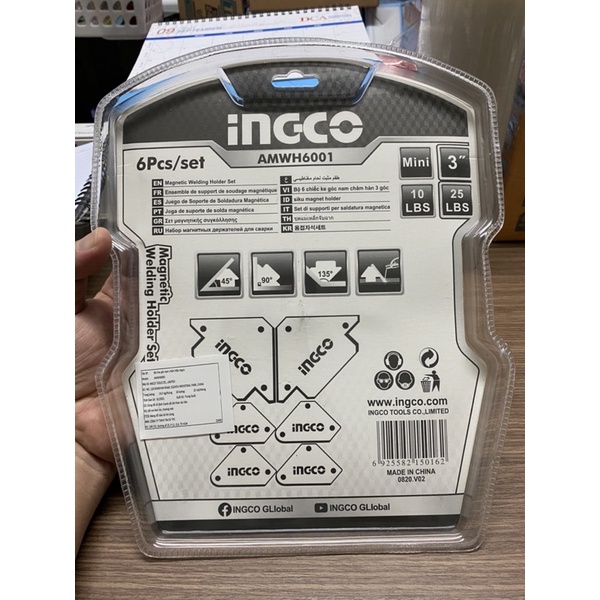 Bộ 6 Ke góc nam châm Hàn INGCO AMWH6001