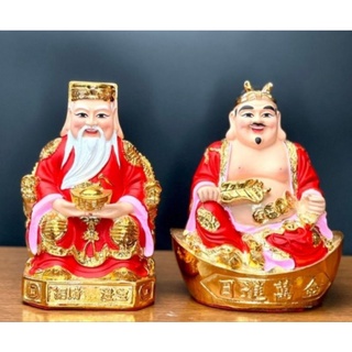 Bộ tượng thần tài thổ địa vẽ gấm Đỏ