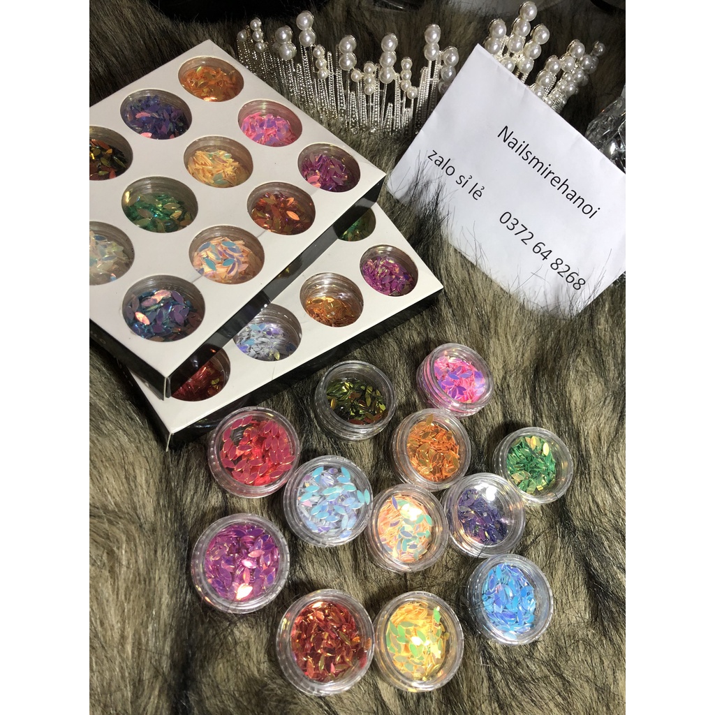 set nhũ hạt , nhũ lấp lánh phong cách Hàn Quốc ,nhũ tráng trí móng ,nhũ nail
