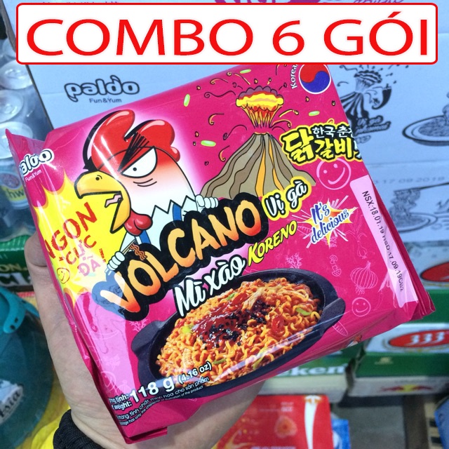 Mì Xào Cay Volcano Koreno Paldo Gà 118g gói