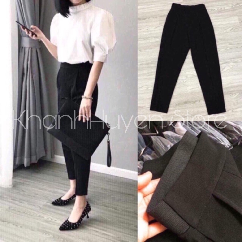 Quần baggy cạp chun sau KH135, quần tây công sở  lưng chun khoá hông màu đen cho nữ