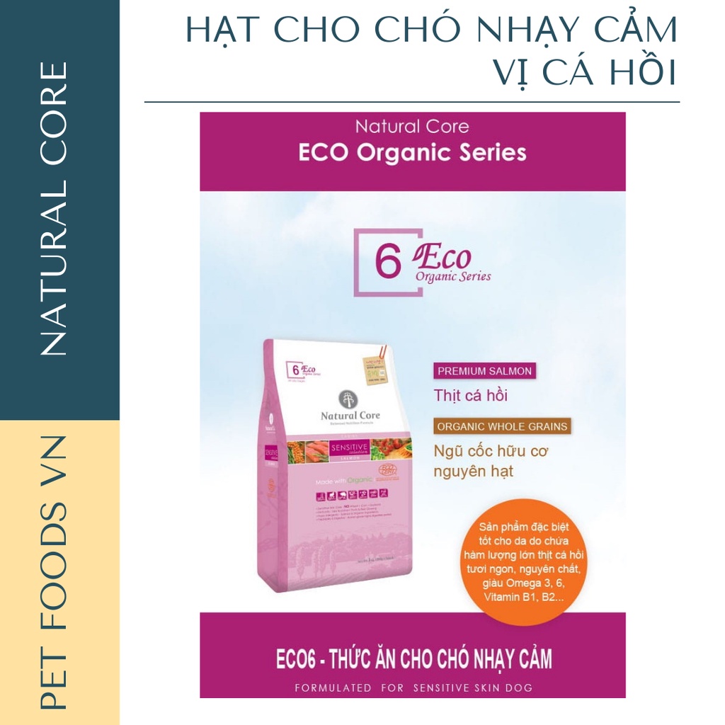 Hạt cho chó nhạy cảm NATURAL CORE DOG 1kg vị Cá Hồi