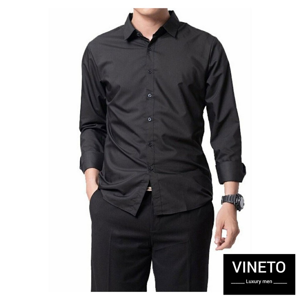 Áo Sơ Mi Nam Cổ Bẻ Dài Tay Kiểu Dáng Body Hàn Quốc VINETO | BigBuy360 - bigbuy360.vn