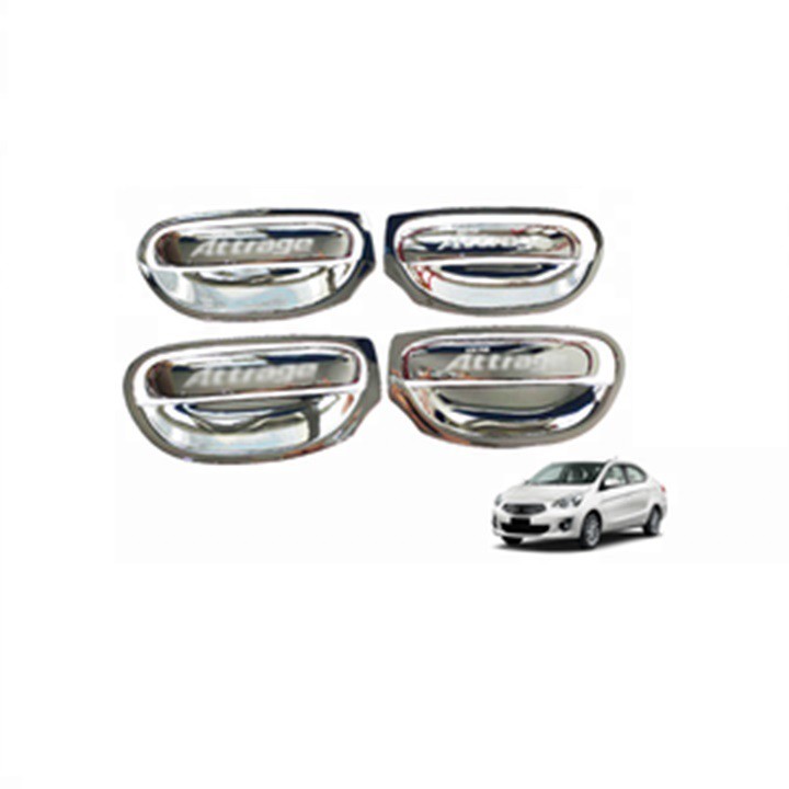 Bệ bước chân, nẹp bước chân inox trong ngoài, chén hõm cửa, ốp tay, nắp xăng xe Mitsubishi Attrage 2015-2019