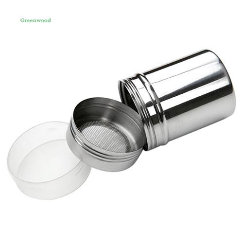 Green❤Stainless Steel Chocolate Shaker Flour Powder Icing Sugar Coffee Sifter + Lid