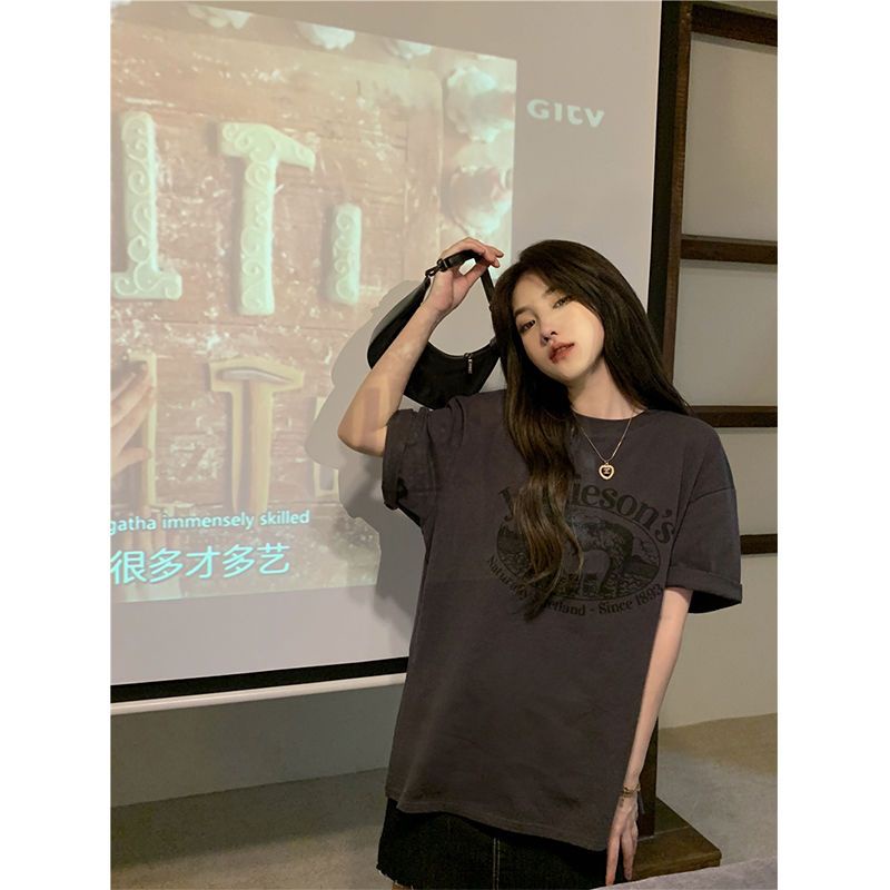 Jiashucheng Áo Thun Nữ Ngắn Tay Phong Cách Hàn Quốc Mới