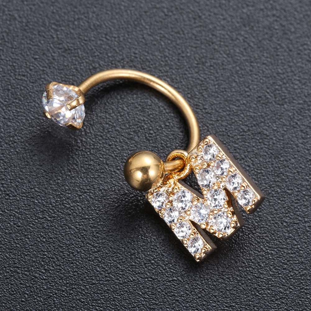 Khuyên Tai Thép Không Gỉ Hình 26 Chữ Cái Đính Đá Zircon