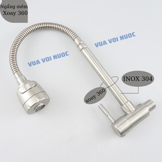Vòi rửa bát,rửa chén, vòi chậu rửa bát lạnh lò xo gắn tường SUS chất liệu Inox304 xoay 360 độ VVN658