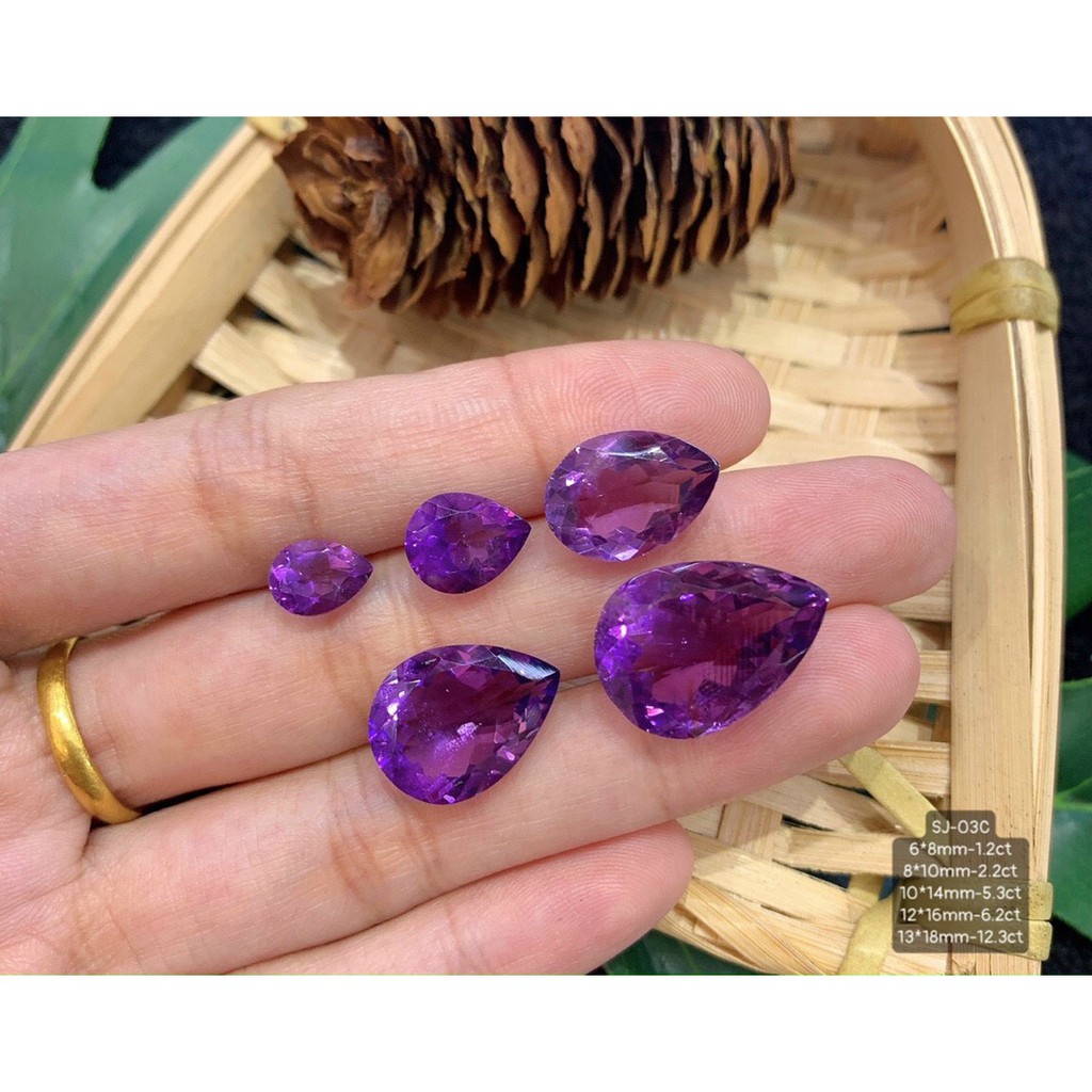 Mặt Đá Amethyst Facet Tím Vừa Cập Bến Đủ Hình Dáng Đủ Size