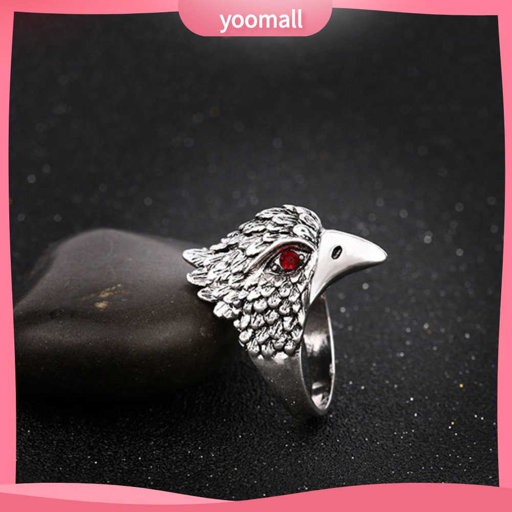 Yomall♡ Nhẫn HợP Kim HìNh ĐầU ĐạI BàNg ĐíNh Đá Vintage