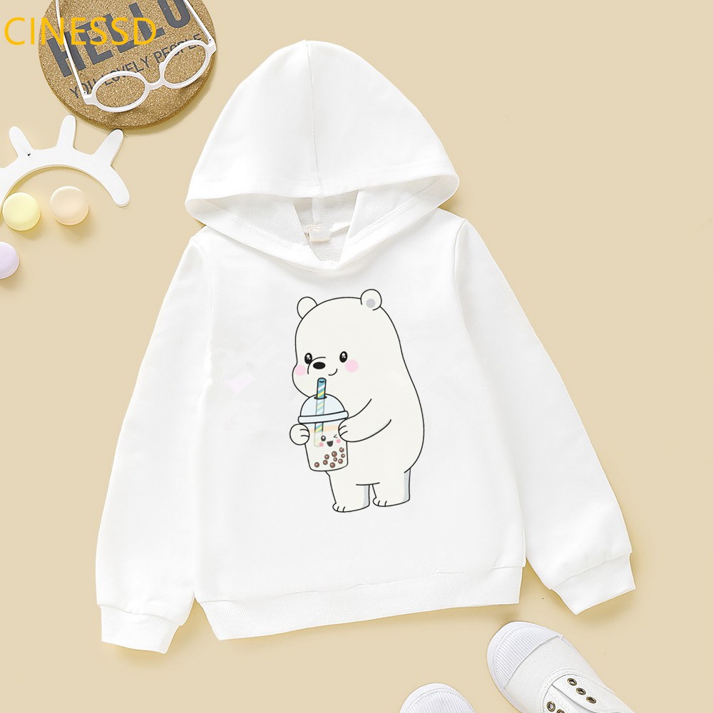 We Bare Bears Áo Hoodie In Hình Gấu Hoạt Hình Dễ Thương Phong Cách Harajuku Cho Bé