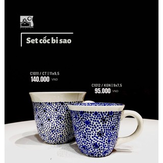 Cốc uống nước gốm xanh chấm bi